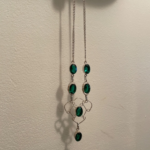 Sterling 20 in green stone necklace - Picture 3 of 4